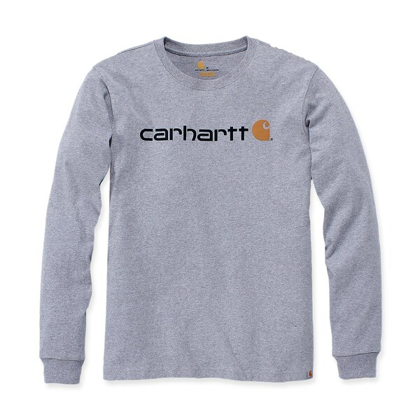 Carhartt 104107 Core Logo Longsleeve T-Shirt - Relaxed Fit - Heather Grey - M