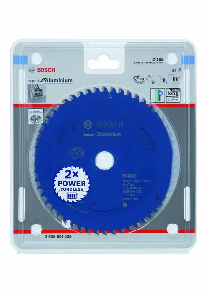 Bosch 2608644539 Cirkelzaagblad Accu Expert - 165 X 20 X 54T - Aluminium - Carbide - Detailed view of the product