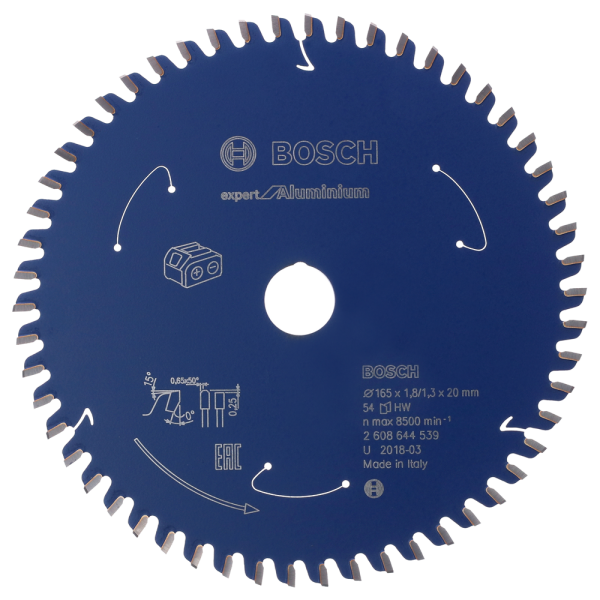 Bosch 2608644539 Cirkelzaagblad Accu Expert - 165 X 20 X 54T - Aluminium - Carbide