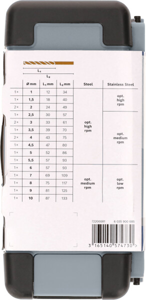 Bosch 2607017047 PRO 18-delige HSS-Co Spiraalboorset - Roestvrij Staal - Detailed view of the product