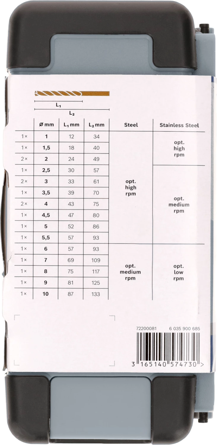 Bosch 2607017047 PRO 18-delige HSS-Co Spiraalboorset - Roestvrij Staal thumbnail 3