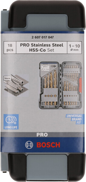 Bosch 2607017047 PRO 18-delige HSS-Co Spiraalboorset - Roestvrij Staal - Detailed view of the product