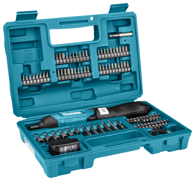 Makita DF001DW 3,6V Li-Ion Accu Schroef-/boormachine (1,5Ah Accu) Incl. 81 Delige Bitset - 6Nm - Detailed view of the product