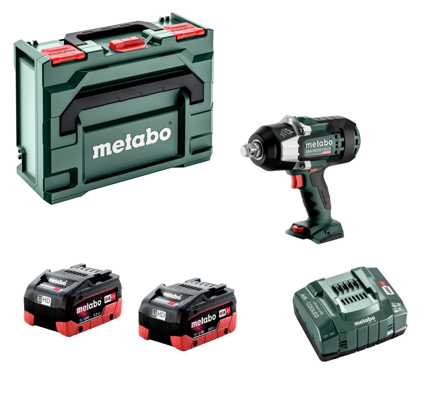 Metabo SSW 18 LTX 1750 BL 18V Li-ion Accu Slagmoersleutel Set (2x 8.0Ah LiHD Accu) In MetaBOX
