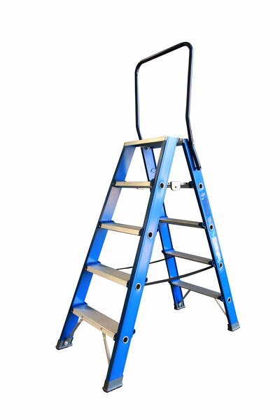ASC 200310 Premium DT Dubbele Trap - Aluminium Met Blauwe Coating - 2 X 4 Treden - Max. Werkhoogte 3.05 M.
