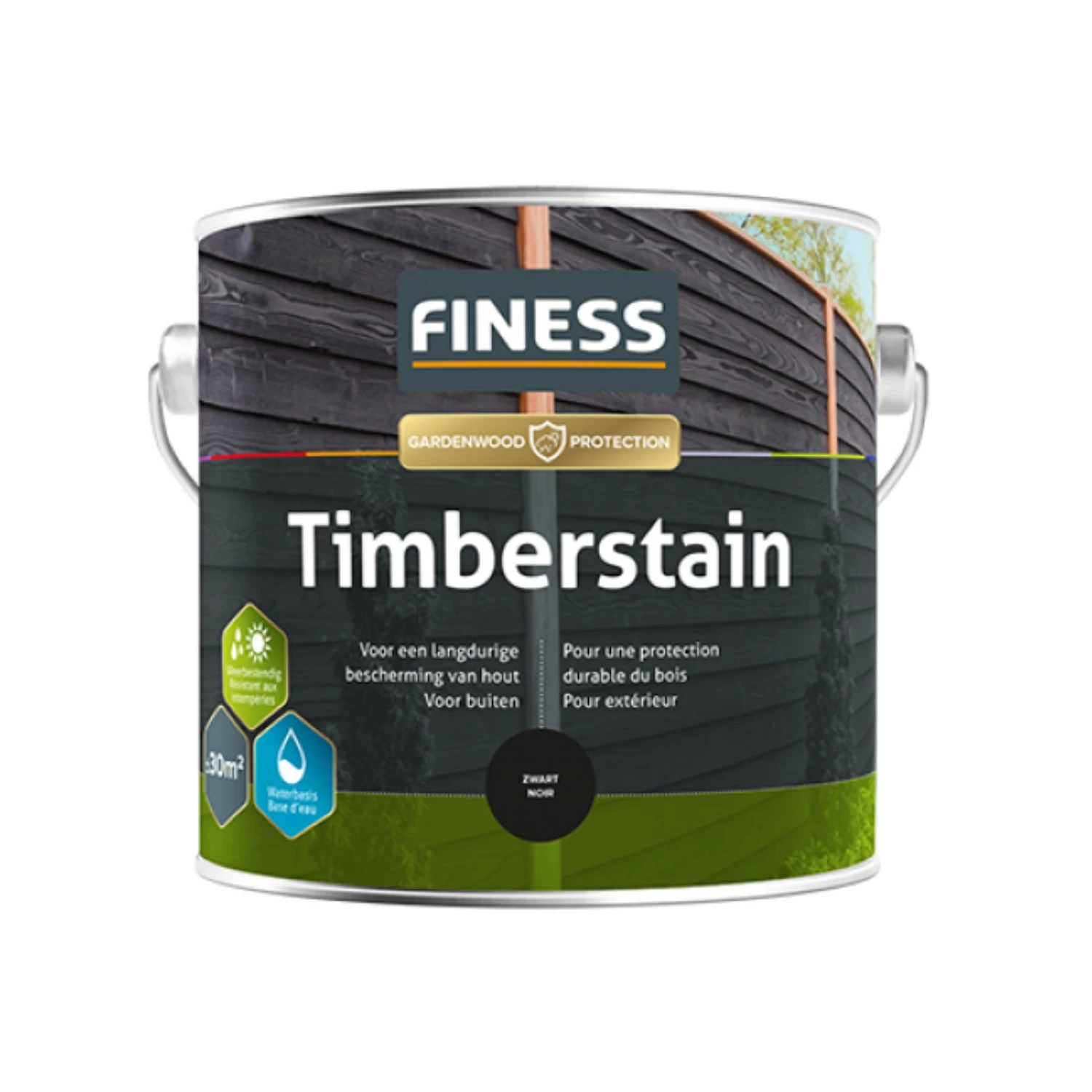 Finess Timberstain - Zwart - 0,75L