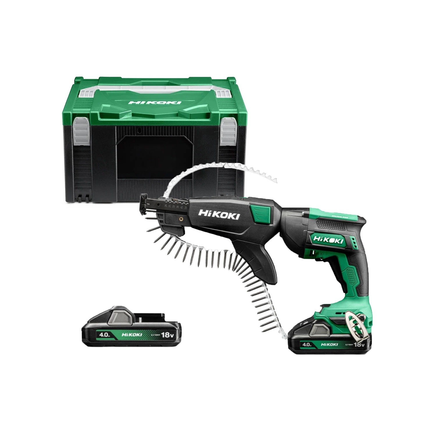 HiKOKI W18DBWCZ 18V Li-ion Accu Gipsschroefmachine / Bandschroefmachine Set (2x 4.0Ah Accu) In HSC III - 25-57mm