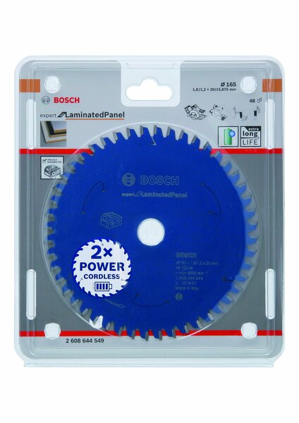 Bosch 2608644549 Cirkelzaagblad Accu Expert - 165 X 20 X 48T - Gemelamineerde Plaat - Carbide - Detailed view of the product