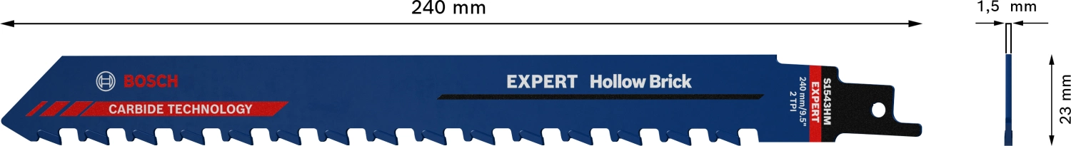 Bosch EXPERT S1543HM Reciprozaagblad - 190mm - Hollow Brick (10st) thumbnail 4