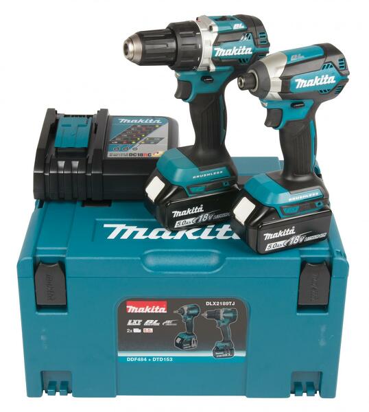 Makita DLX2189TJ 18V Li-Ion Accu Schroef/boormachine (DDF484)&Slagschroevendraaier (DTD153) Combiset (2x 5,0Ah Accu) In Mbox - Koolborstelloos