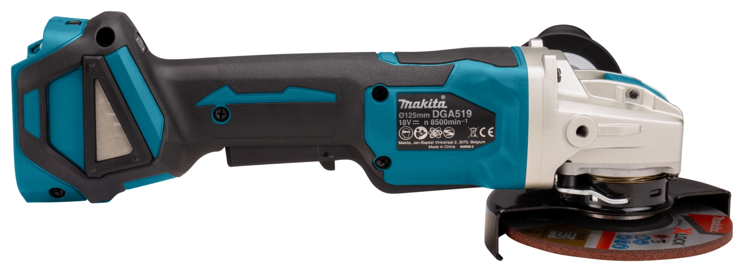 Makita DGA519Z 18V Li-Ion Accu Haakse Slijper Body - X-Lock - 125mm - Koolborstelloos thumbnail 3