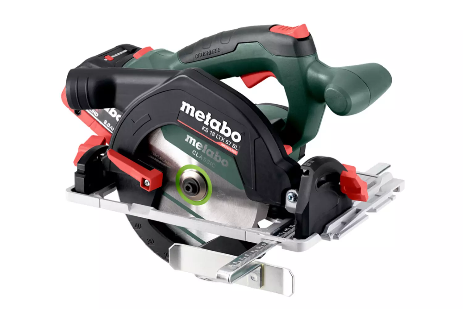 Metabo KS 18 LTX 57 BL 18V Li-ion Accu Cirkelzaag Set (2x 8.0Ah Accu) In MetaBox - 165mm thumbnail 2
