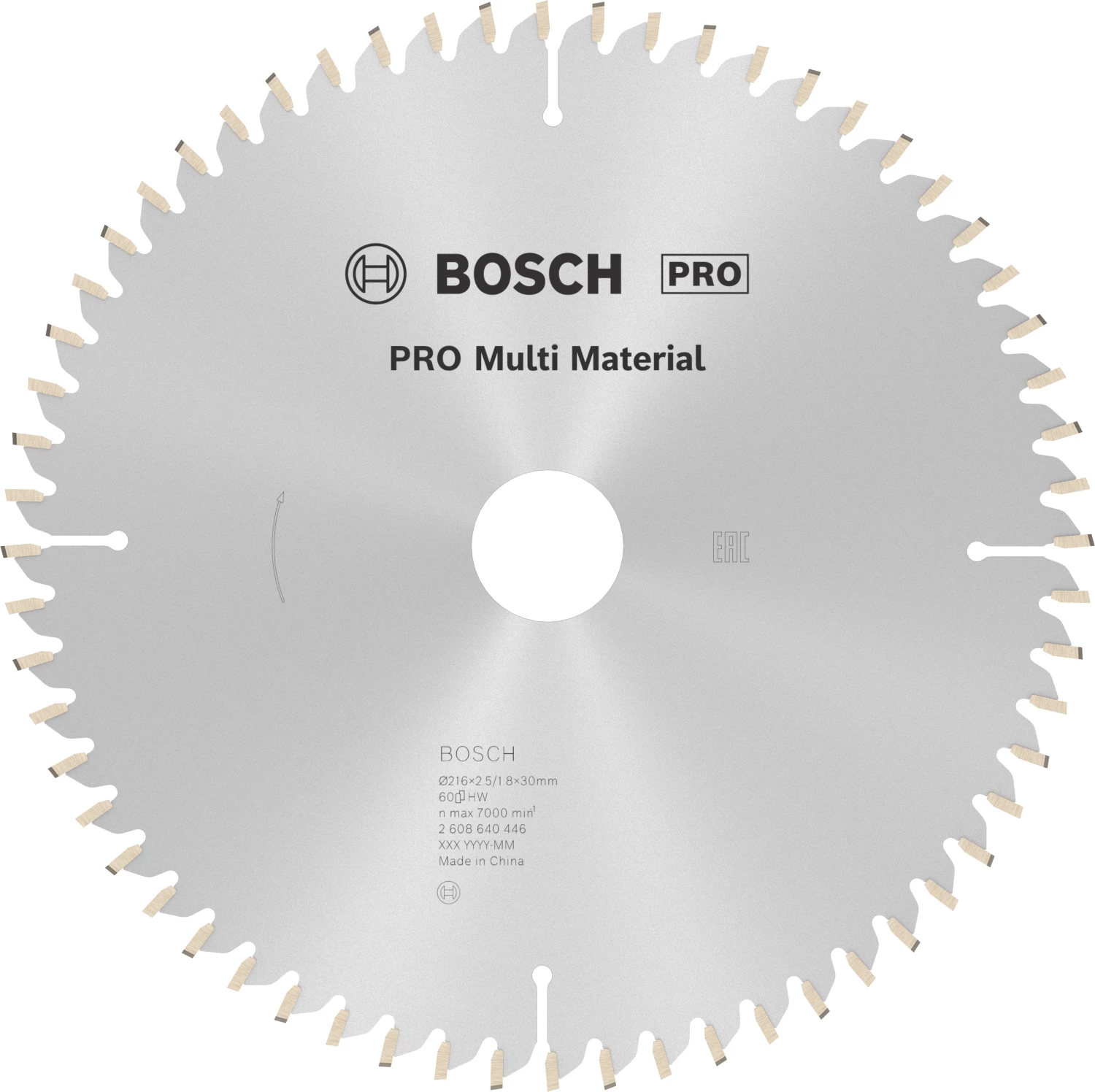 Bosch 2608640446 PRO Cirkelzaagblad - 216 X 30 X 60T - Multi Materiaal