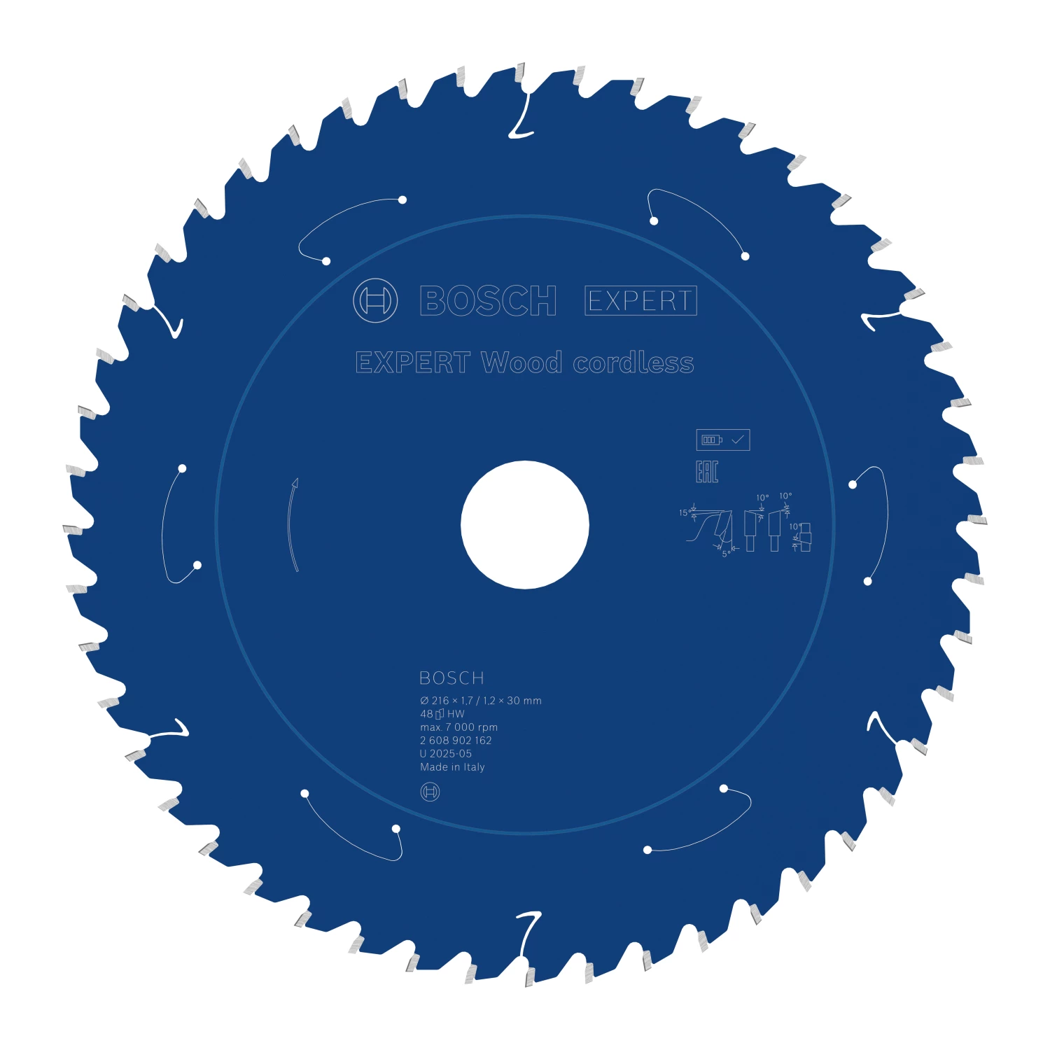 Bosch 2608902162 EXPERT Accu Afkortzaagblad Voor Hout - 216 X 30 X 48T afbeelding 1