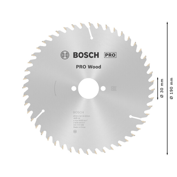 Bosch 2608640617 Optiline Cirkelzaagblad - 190 X 30 X 48T - Hout - Detailed view of the product