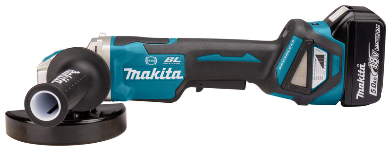 Makita DGA519RTJ 18V Li-Ion Accu Haakse Slijper Set (2x 5.0Ah Accu) In Mbox - X-Lock - 125mm - Koolborstelloos EAN: 88381893497