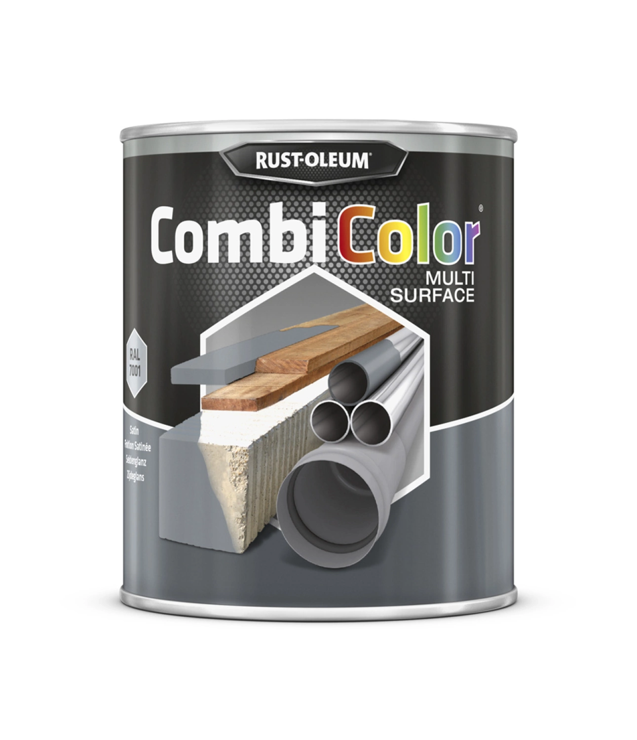 Rust-Oleum Combicolor Multi-Surface Satin - RAL 7001 Zilvergrijs - 0,75L