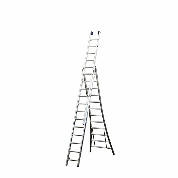 Little Jumbo Opsteekladder PRO 3x14 met toprollen 3,75/9,00m