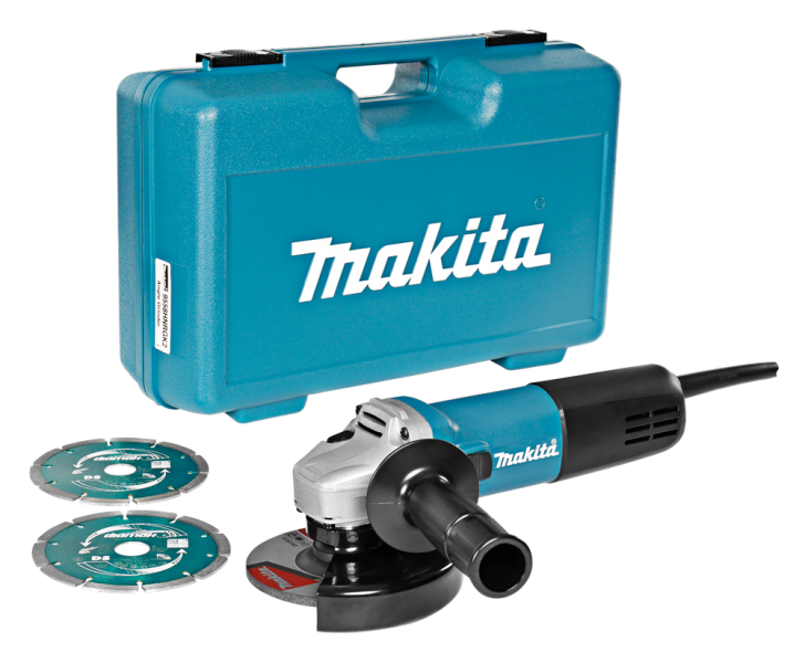 Makita 9558HNRGK2 Haakse Slijper Incl. 2 Diamantschijven In Koffer - 840W - 125mm - Detailed view of the product