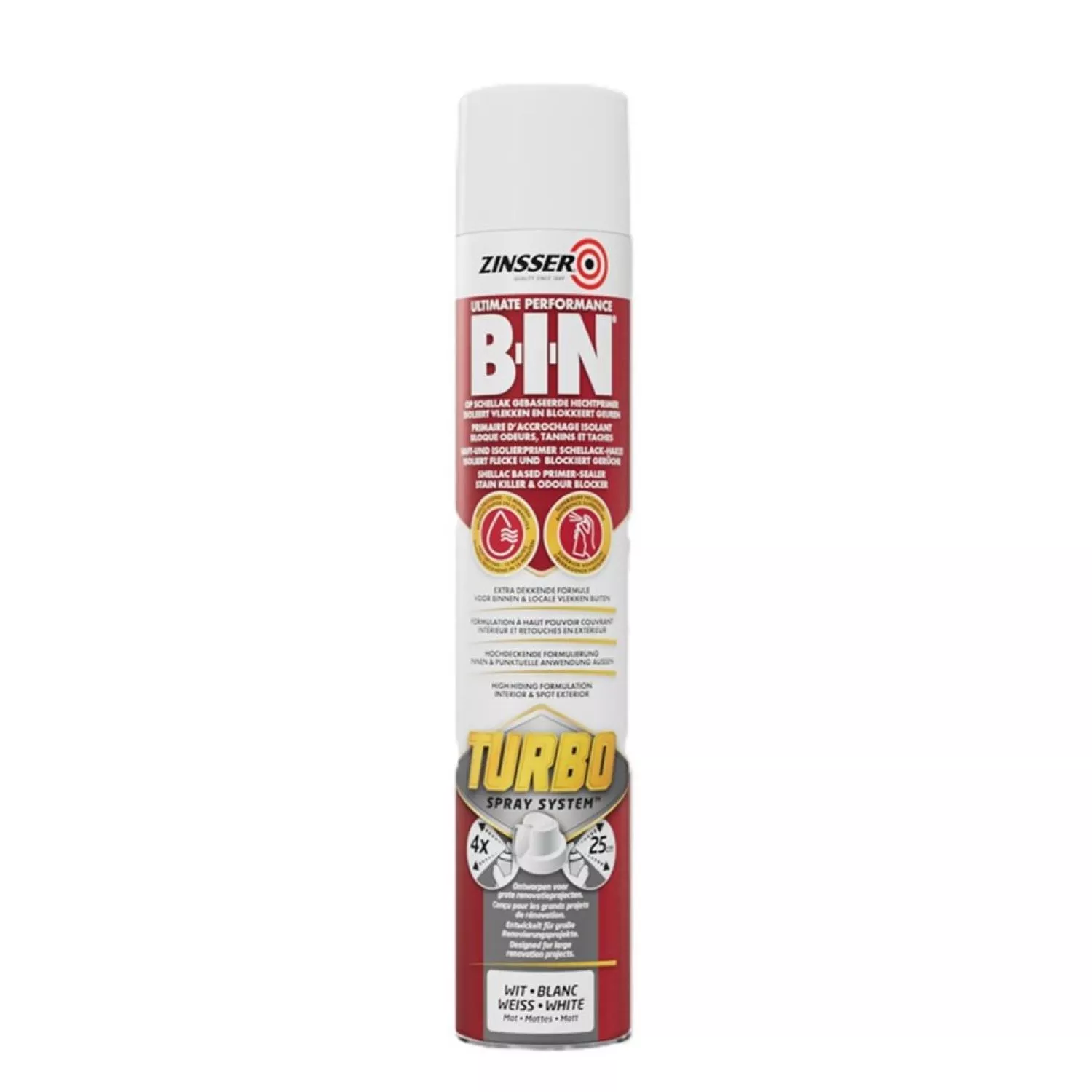Zinsser B-I-N Turbo Spray Primer - Wit - 0,75L
