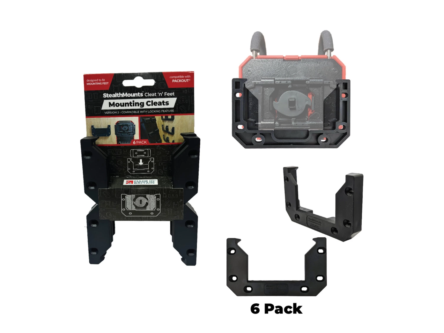 StealthMounts OM-LOCL-BLK-6 Cleat'n'Feet Montageklemmen V2 - Zwart - 6 Stuks