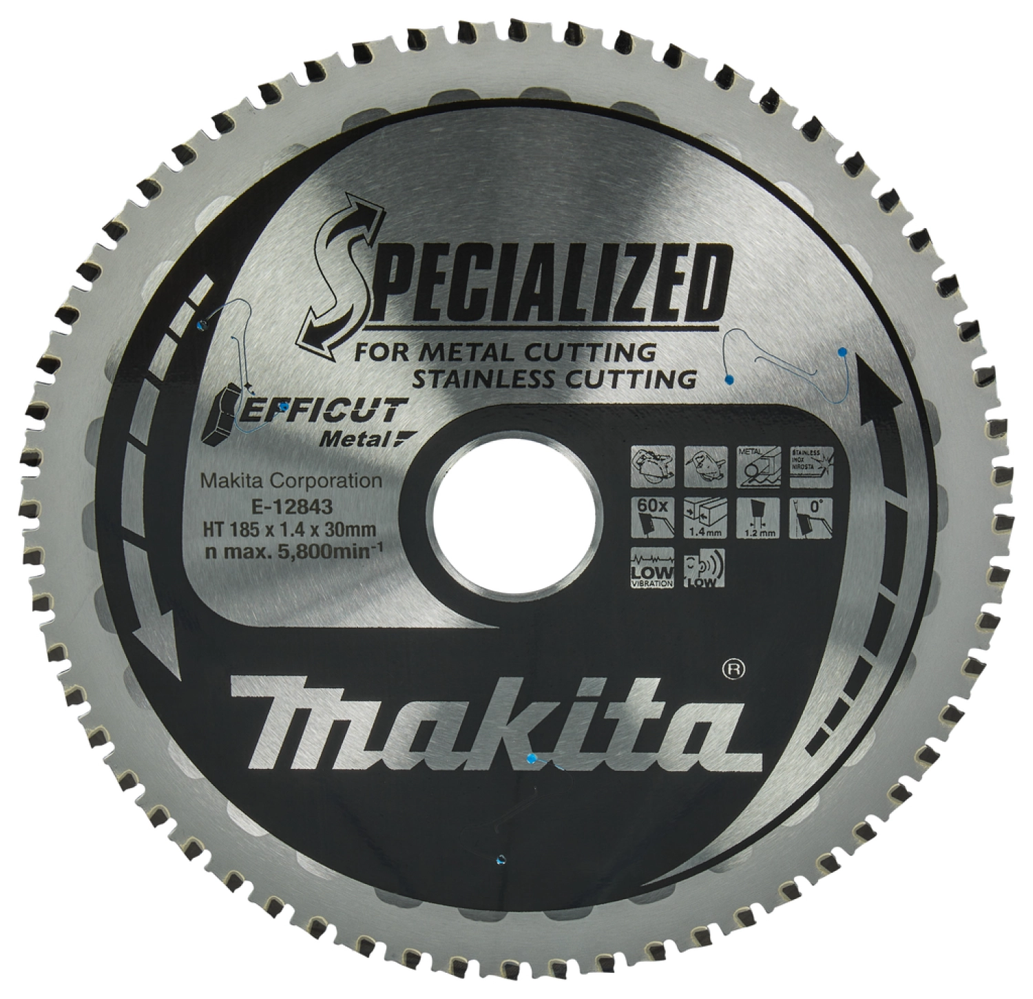 Makita E-12843 Efficut Cirkelzaagblad RVS/Staal - 185x30x1,4mm 60T