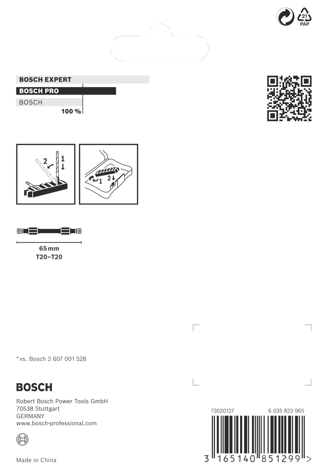 Bosch 2608522339 8-delige Schroefbitset - T20 - 65mm thumbnail 3