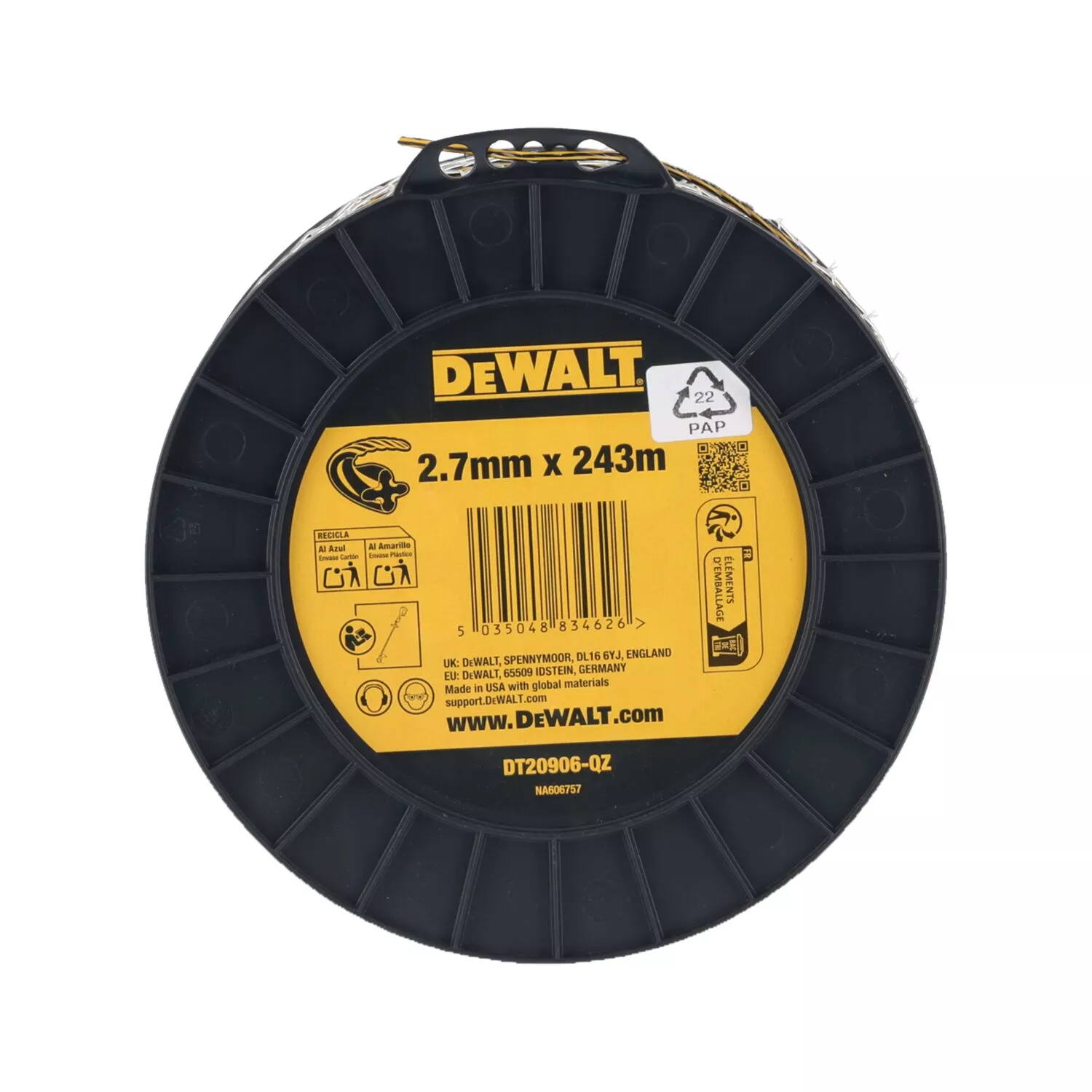 DeWALT DT20906 Trimmerdraad Voor Commercial Trimmers - 210m - 2.7mm