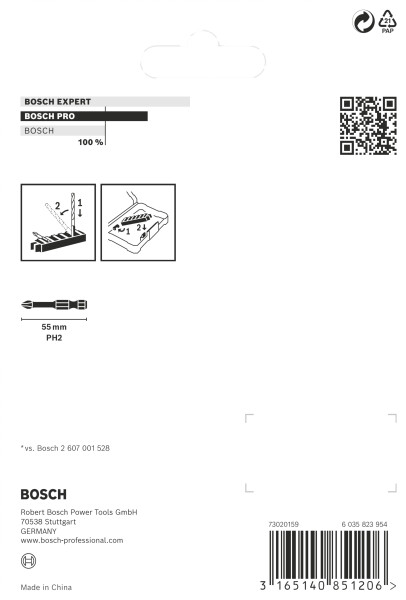 Bosch 2608522330 Impact Control Bits - PH2 X 50mm (8st) - Detailed view of the product