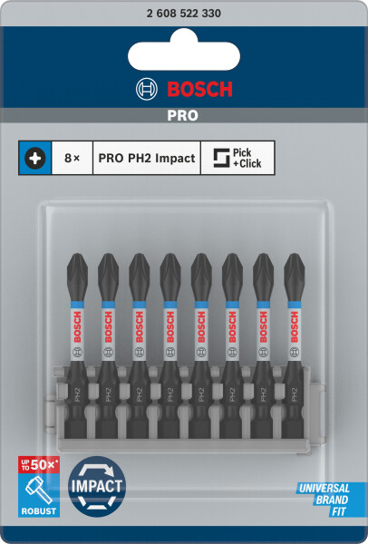 Bosch 2608522330 Impact Control Bits - PH2 X 50mm (8st) - Detailed view of the product