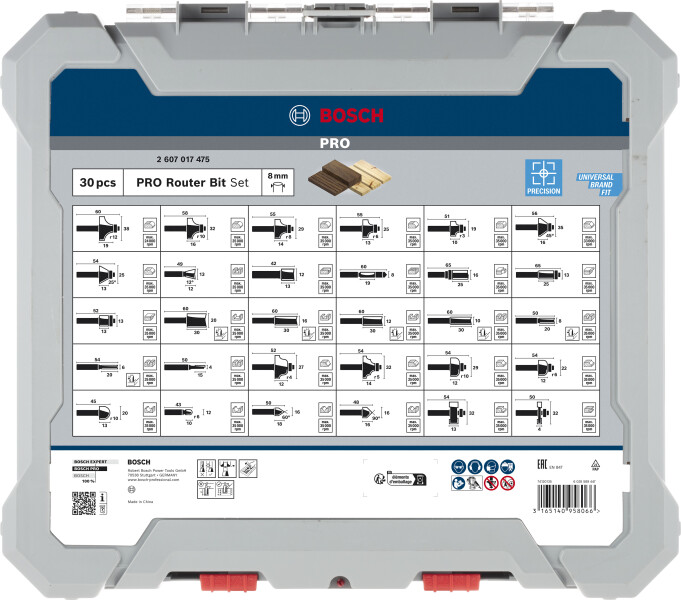 Bosch 2607017475 30-delige Frezenset In Cassette - 8mm - Detailed view of the product
