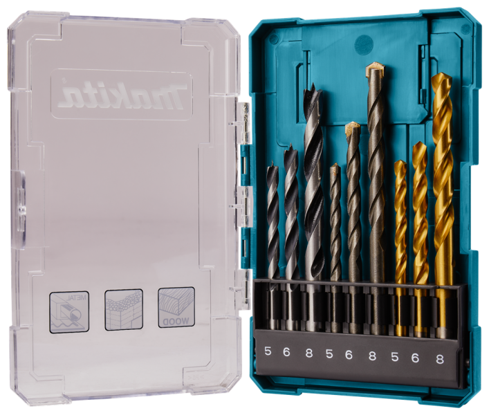 Makita D-71962 9-delige Borenset Steen/Hout/Metaal - Detailed view of the product