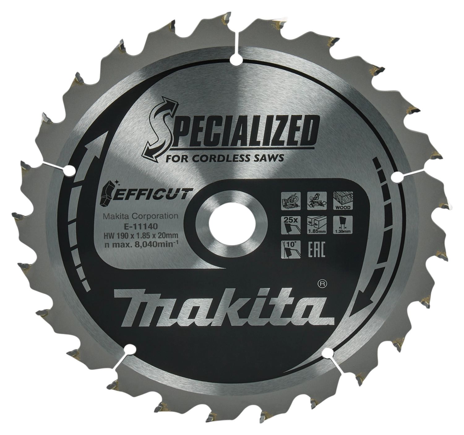 Makita E-11140 Efficut Cirkelzaagblad Hout - 190x20x1,85mm 25T