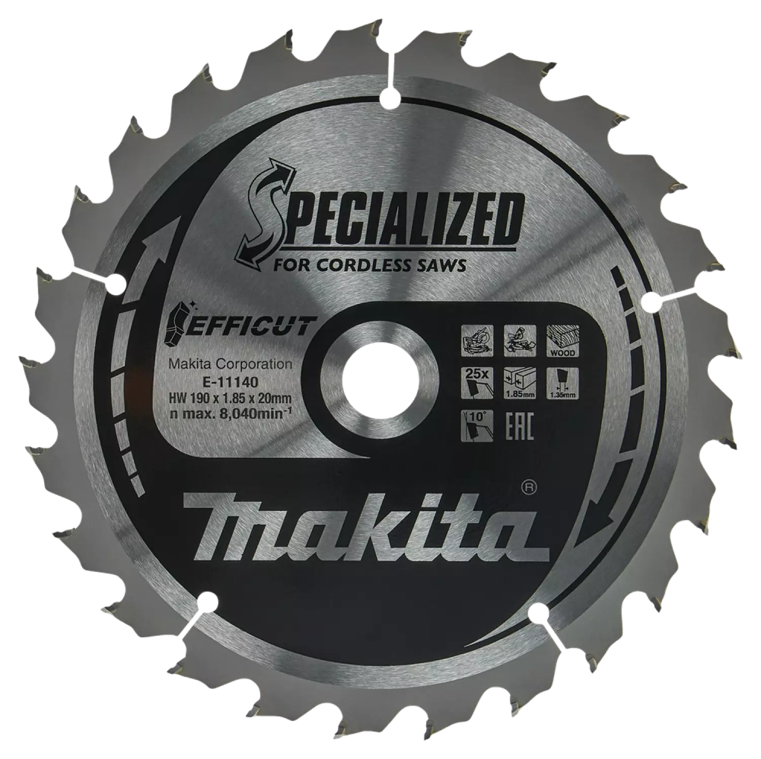 Makita E-11140 Efficut Cirkelzaagblad Hout - 190x20x1,85mm 25T thumbnail 4