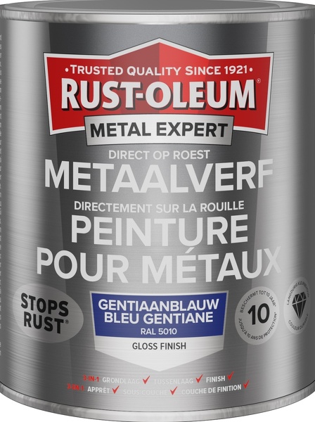 Rust-Oleum Metalexpert Hoogglans - RAL 5010 Gentiaanblauw - 0,25L