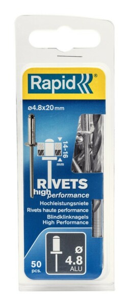 Rapid 5000391 Blindklinknagels Incl. Boor - Aluminium - 4,8x20mm (50st) - Detailed view of the product
