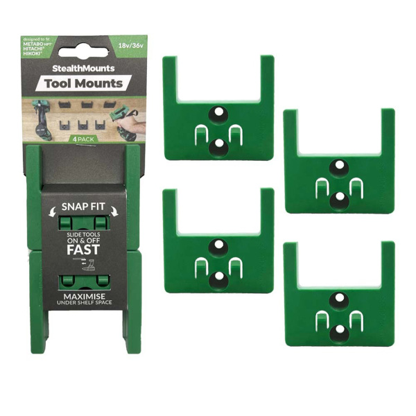 StealthMounts TM-MHH18-GRN-4 Gereedschaphouders Voor Hikoki / Metabo / HPT / Hitachi 18V - Groen - 4 Stuks - Default image for the product