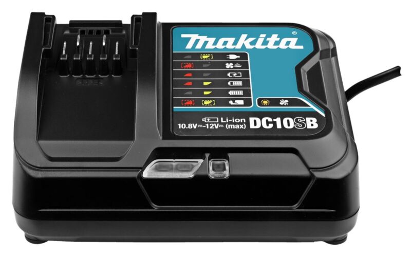 Makita DC10SB 10.8V - 12V Li-Ion Schuifaccu Oplader - Detailed view of the product