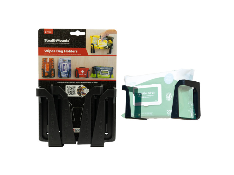 StealthMounts OM-WH-BLK-2 Wipe / Handschoen Doos / EHBO Kit Houder - Zwart - 2 Stuks