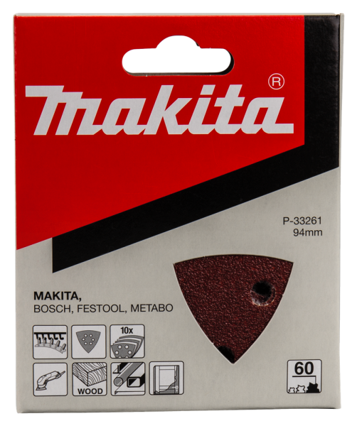 Makita P-33261 Deltaschuurvel Red - K60 - 94x94x94mm (10st) - Detailed view of the product