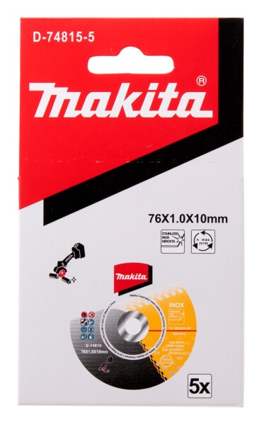 Makita D-74815 Doorslijpschijven -76 X 10 X 1.0mm - RVS (5st) - Detailed view of the product