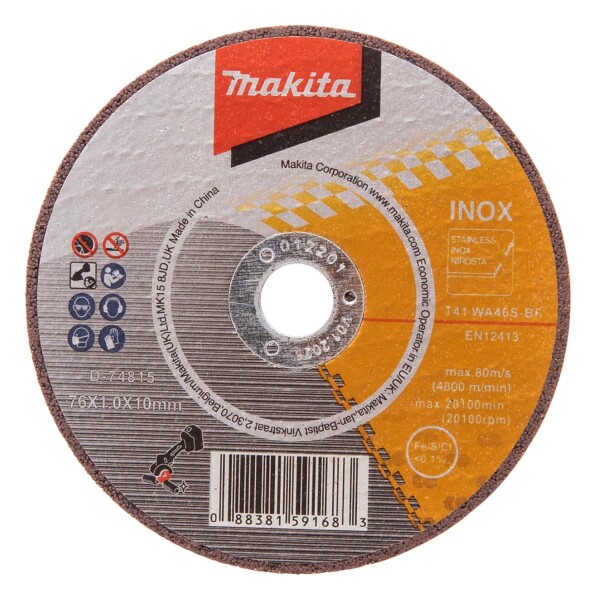 Makita D-74815 Doorslijpschijven -76 X 10 X 1.0mm - RVS (5st)