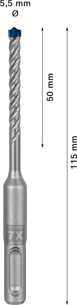 Bosch 2608900065 EXPERT Hamerboor SDS Plus-7X - 5,5x50x115mm - Detailed view of the product