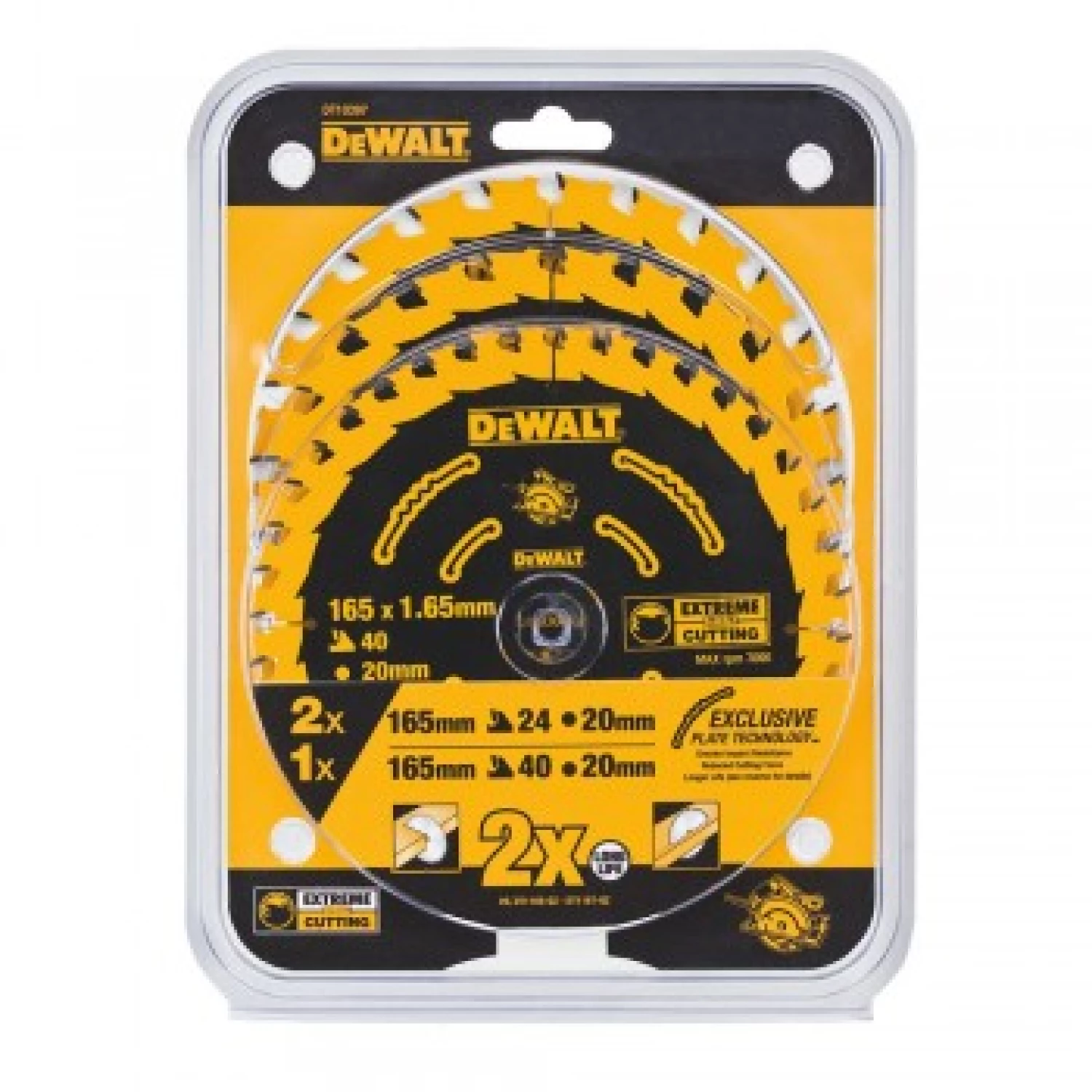 DeWALT DT10397 Constructie Cirkelzaagbladen Set - 165 X 20 X 24T X 24T X 40T - Hout thumbnail 2