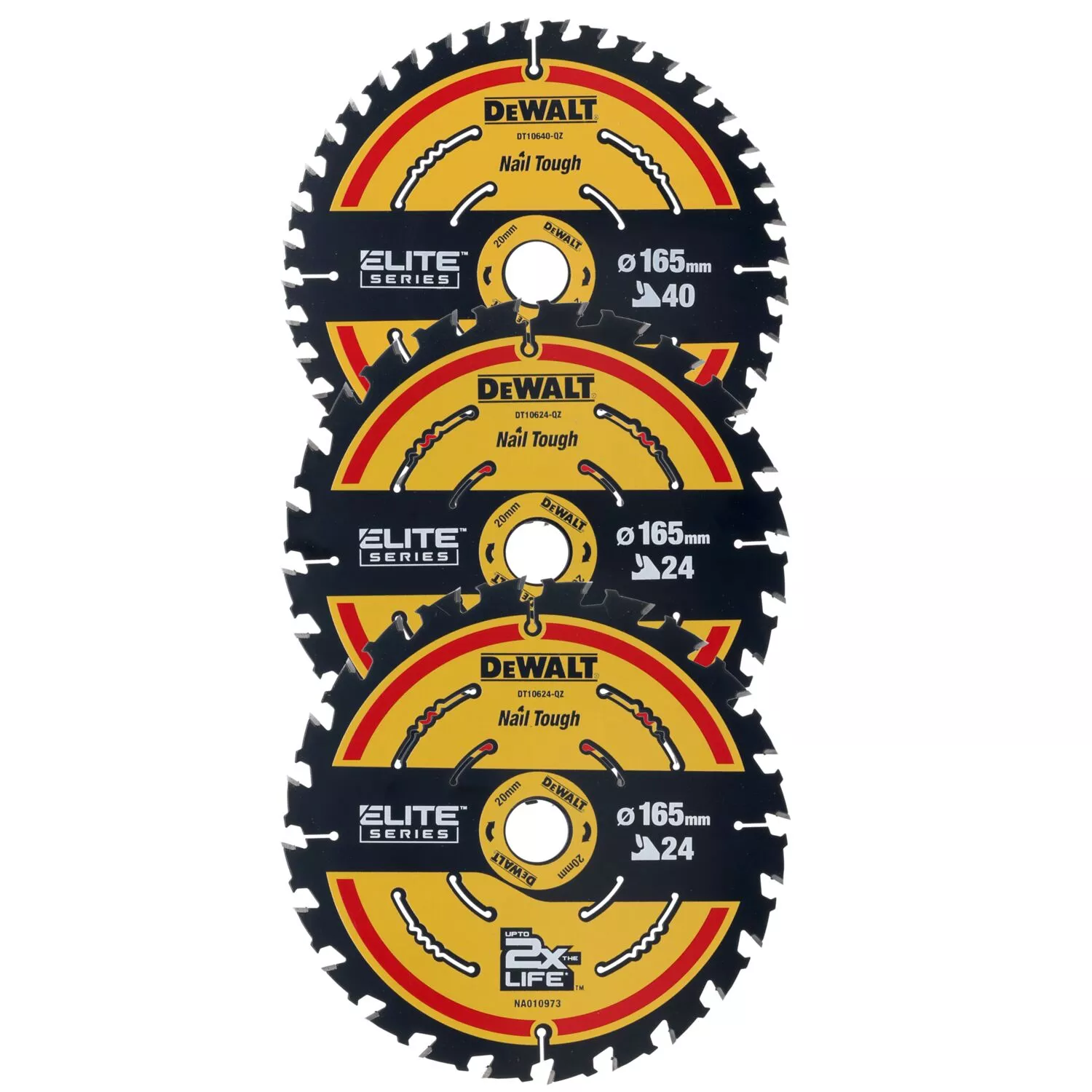 DeWALT DT10397 Constructie Cirkelzaagbladen Set - 165 X 20 X 24T X 24T X 40T - Hout