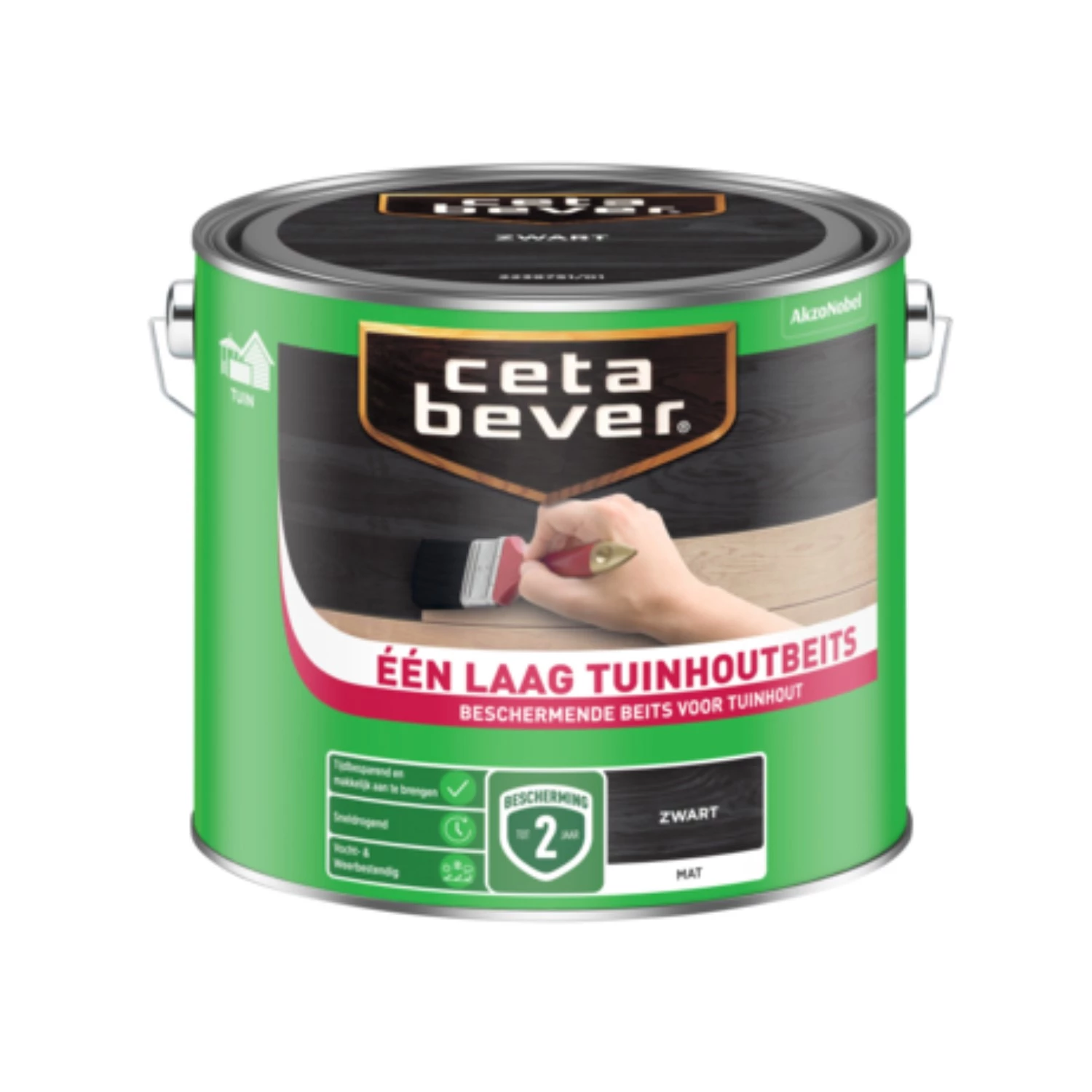 Cetabever Een Laag Tuinbeits - Zwart - 2,5L