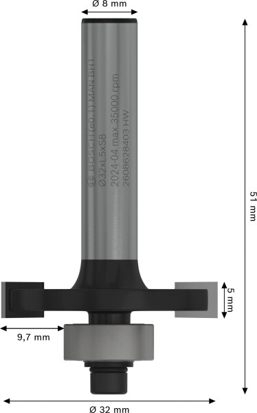 Bosch 2608628403 Groeffrees - 32 X 5mm - Detailed view of the product