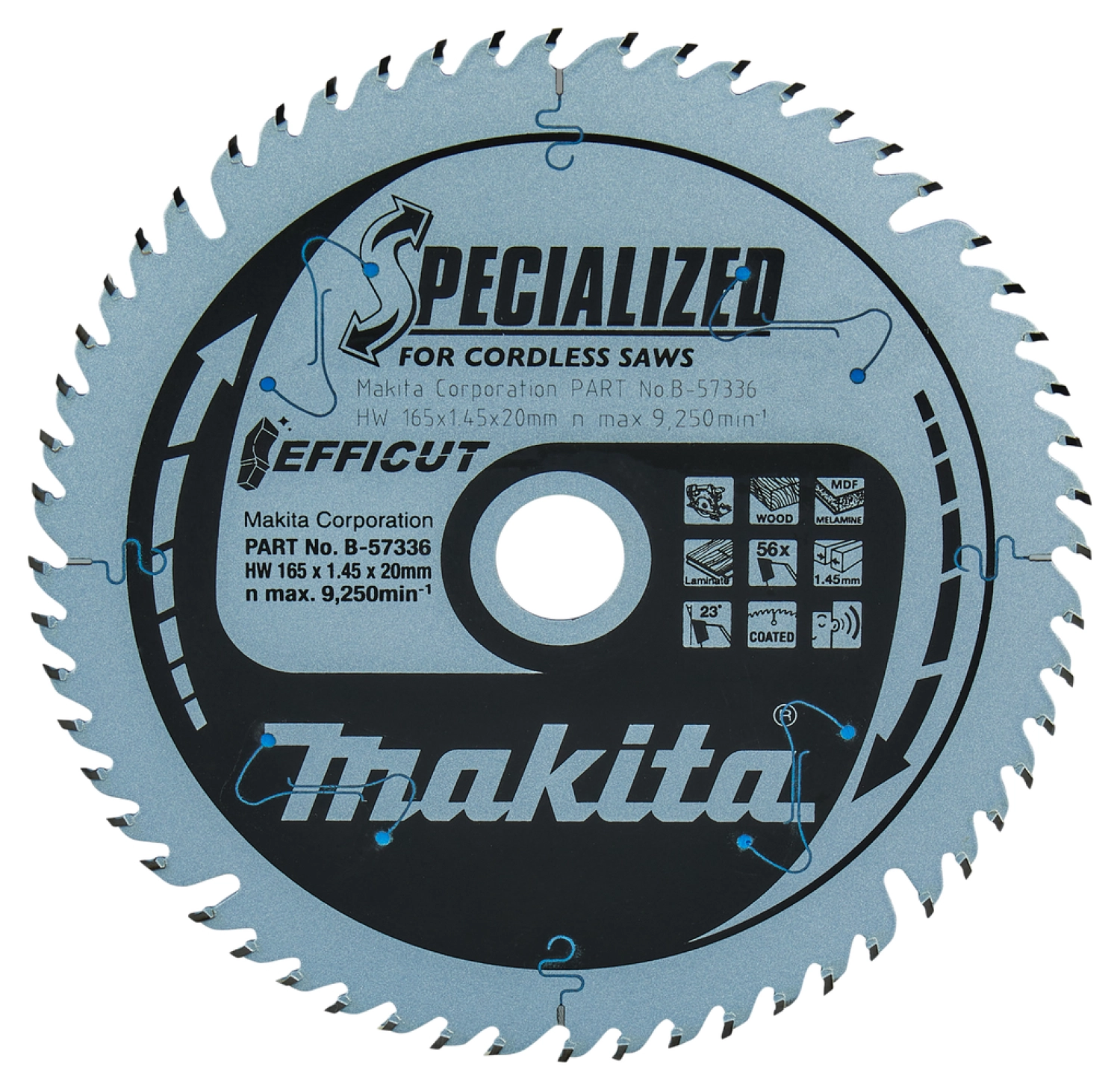 Makita B-57336 Cirkelzaagblad - Efficut 165x20x1,45 56T - Hout