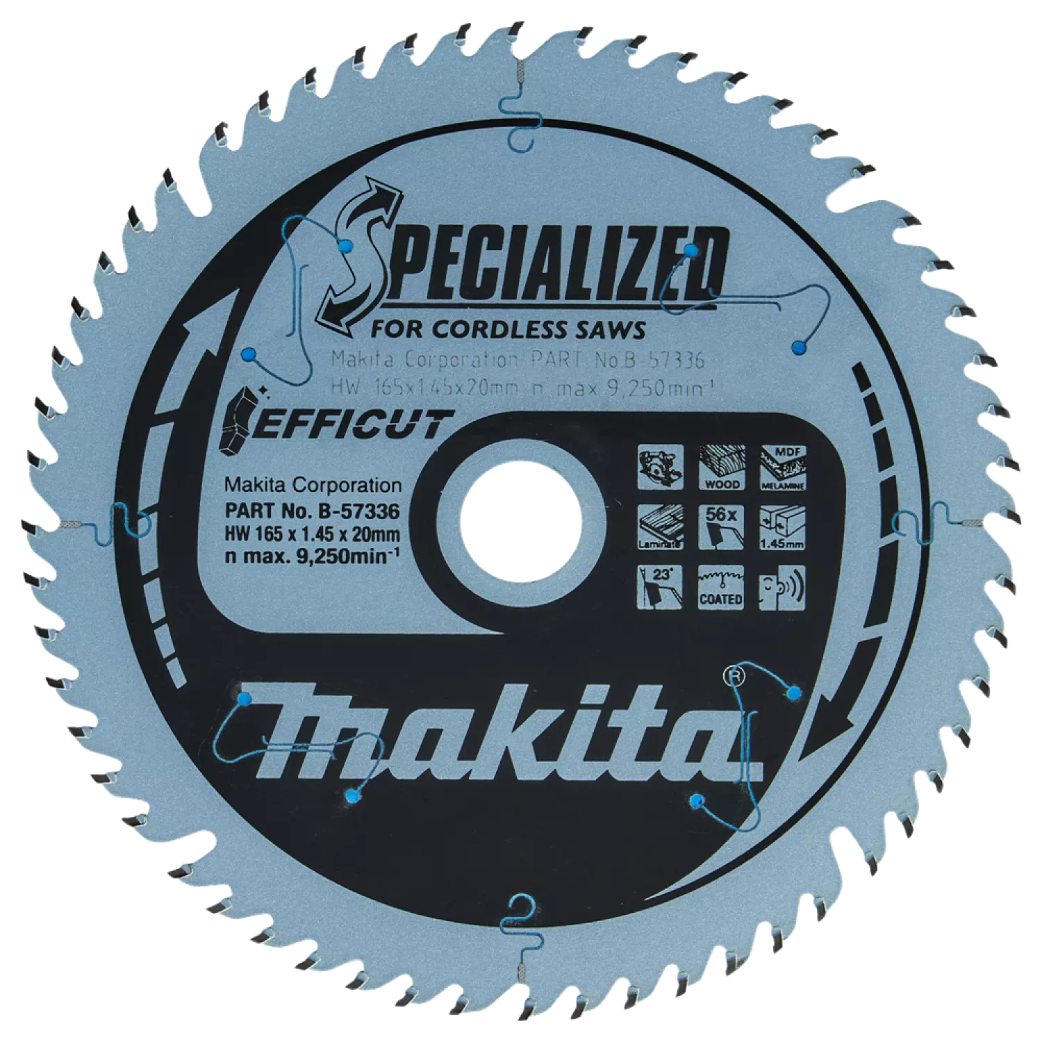 Makita B-57336 Cirkelzaagblad - Efficut 165x20x1,45 56T - Hout thumbnail 4