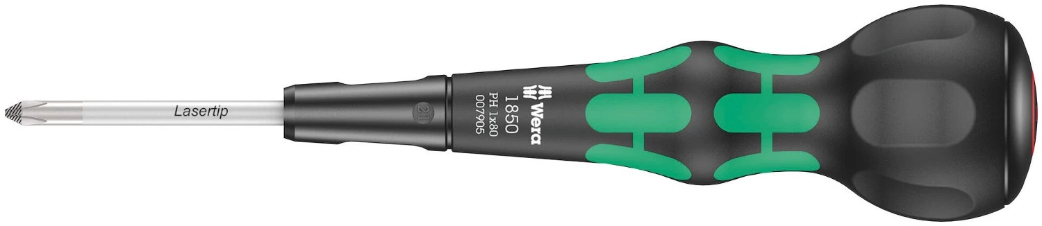 Wera 05007905001 1850 PH Kraftform Ball-Grip Kruiskopschroevendraaier Werkplaatskling - PH 1 X 80mm